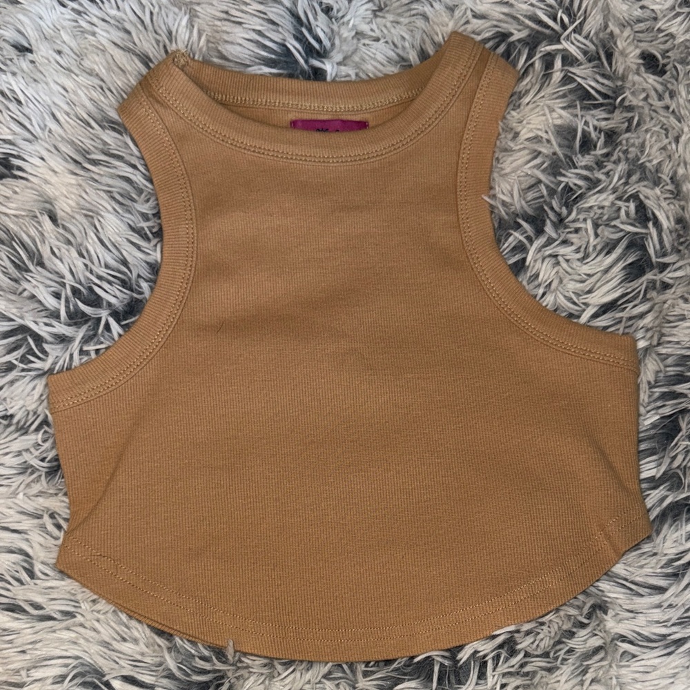 Edikted Camel Sleeveless Crop Top